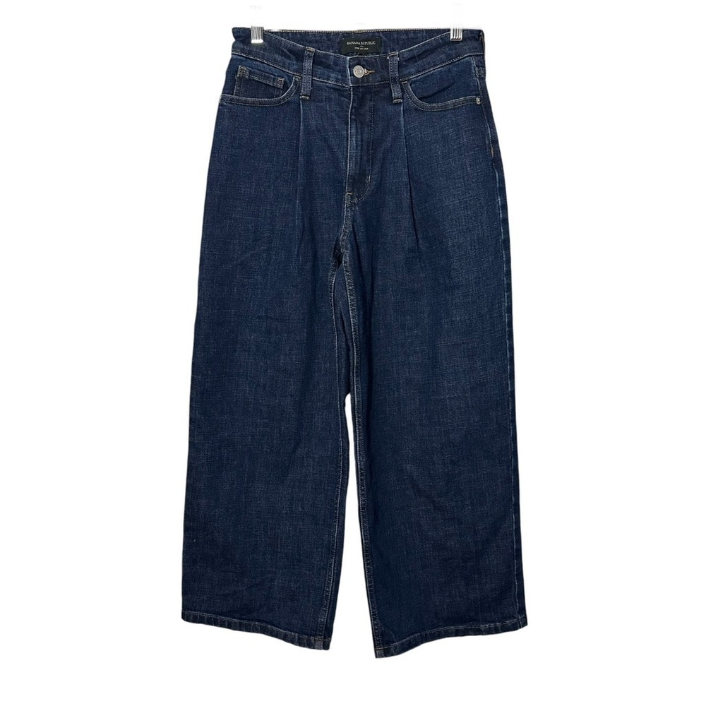 Banana Republic High Rise Pleaded Wide Leg Cropped Jeans - Picture 2 of 8
